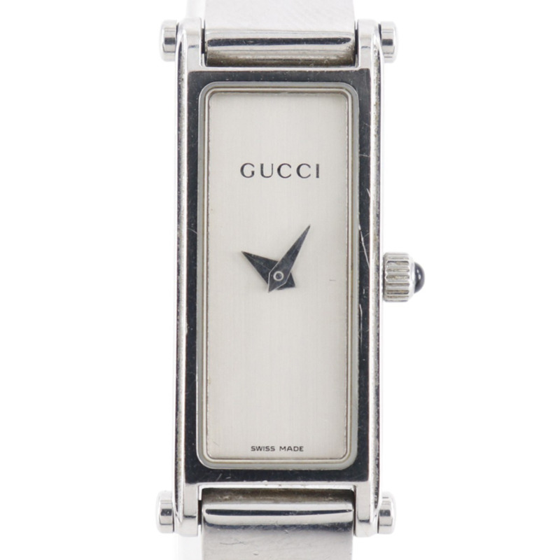 Gucci 1500L 不鏽鋼石英模擬腕錶，銀色錶盤，女款-0