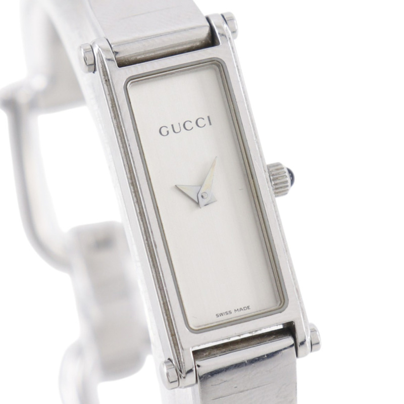 Gucci 1500L 不鏽鋼石英模擬腕錶，銀色錶盤，女款-1