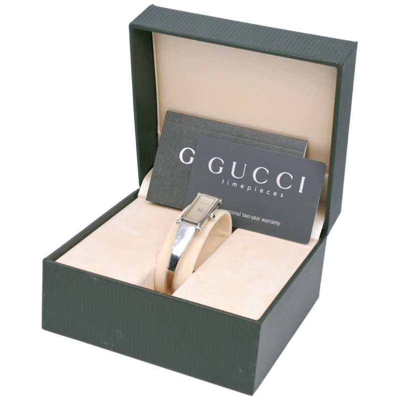 Gucci 1500L 不鏽鋼石英模擬腕錶，銀色錶盤，女款-9