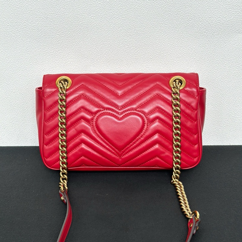 Gucci古馳馬蒙26紅色斜背包單肩包 金扣 正品-2