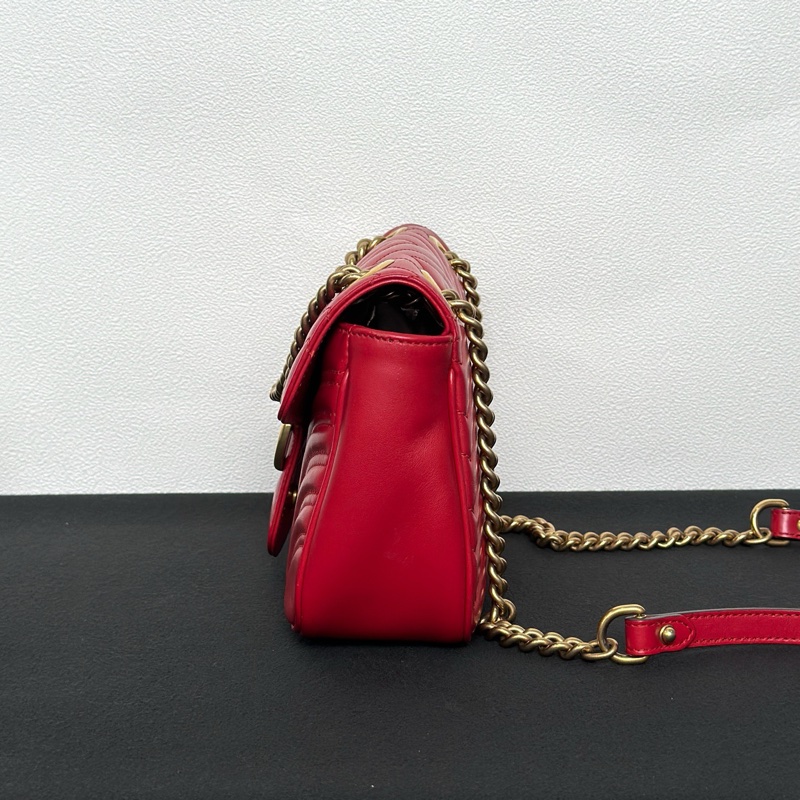 Gucci古馳馬蒙26紅色斜背包單肩包 金扣 正品-4