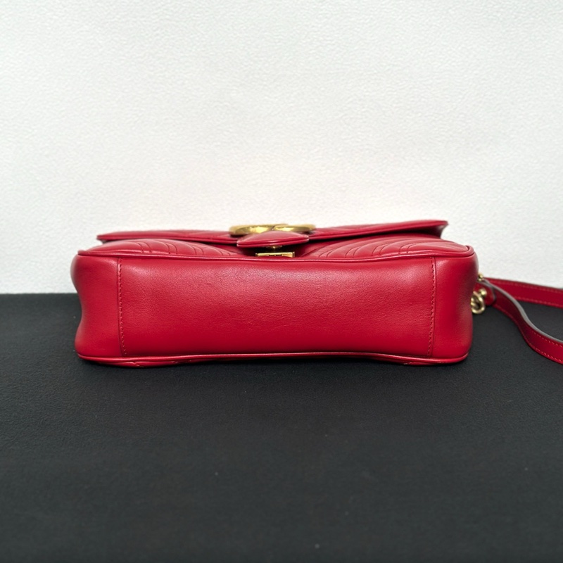 Gucci古馳馬蒙26紅色斜背包單肩包 金扣 正品-7