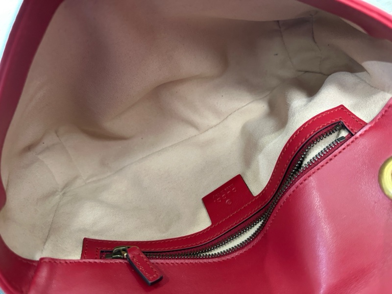 Gucci古馳馬蒙26紅色斜背包單肩包 金扣 正品-8
