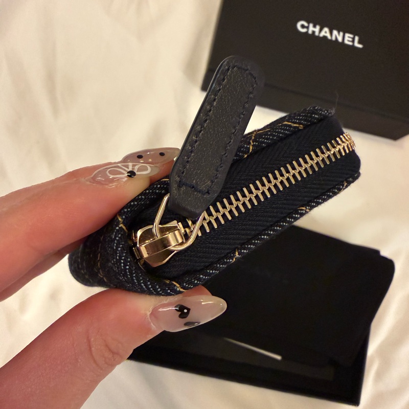 💖Chanel 牛仔 零錢包 一般尺寸💖 全新全配-2