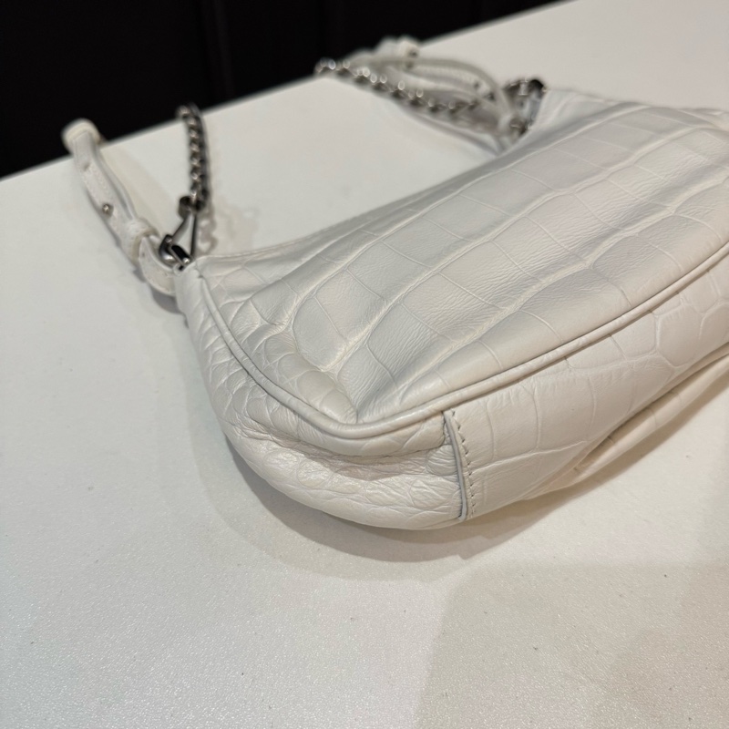巴黎世家/Balenciaga LE CAGOLE 白色單肩包斜挎包 銀色五金-3