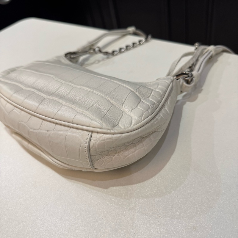 巴黎世家/Balenciaga LE CAGOLE 白色單肩包斜挎包 銀色五金-4