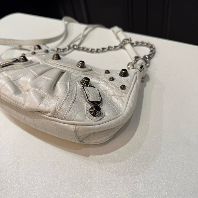 巴黎世家/Balenciaga LE CAGOLE 白色單肩包斜挎包 銀色五金-6