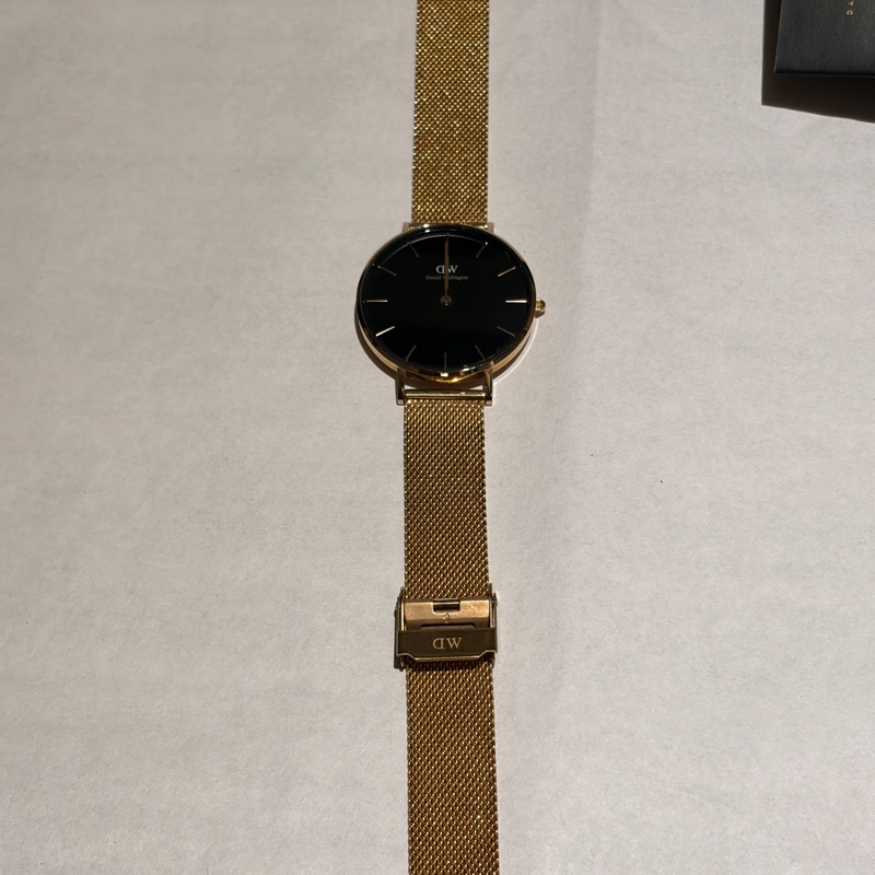 【正品】Daniel Wellington DW Petite 玫瑰金金屬編織腕錶 (黑面/32mm)-5