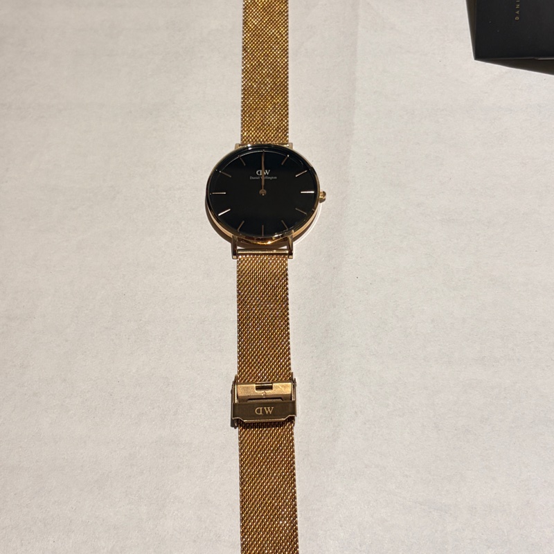 【正品】Daniel Wellington DW Petite 玫瑰金金屬編織腕錶 (黑面/32mm)-7