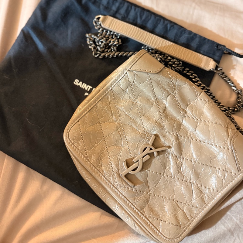 YSL Niki mini 聖羅蘭 奶茶色斜背包-0