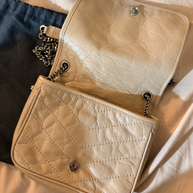 YSL Niki mini 聖羅蘭 奶茶色斜背包-1