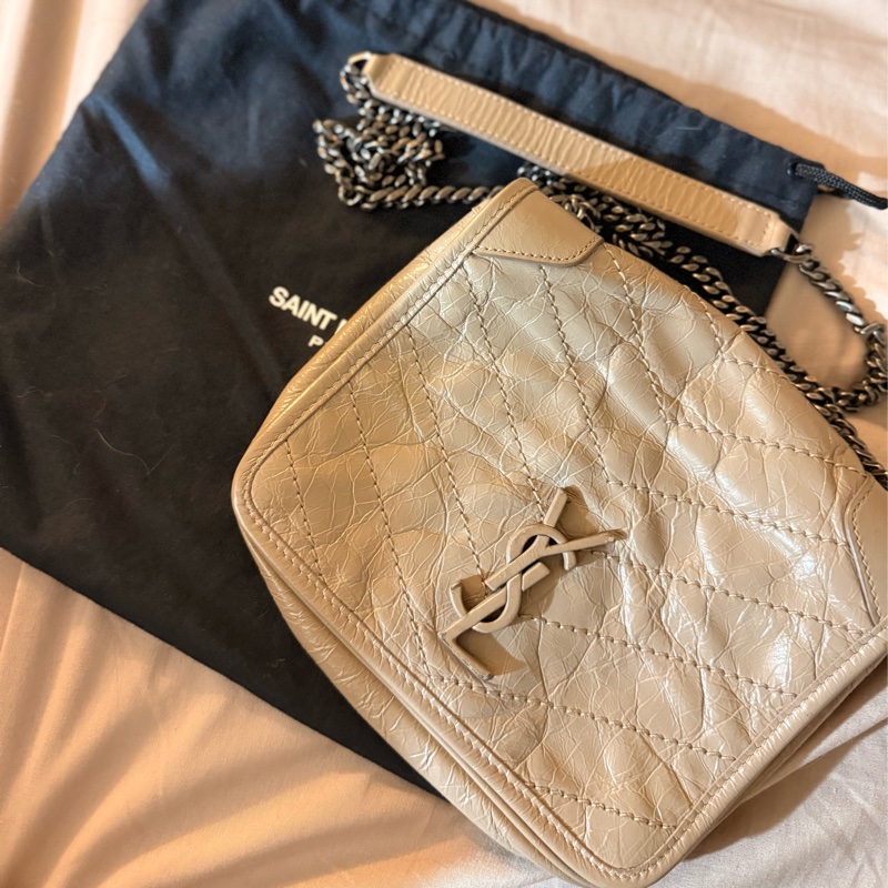 YSL Niki mini 聖羅蘭 奶茶色斜背包-5