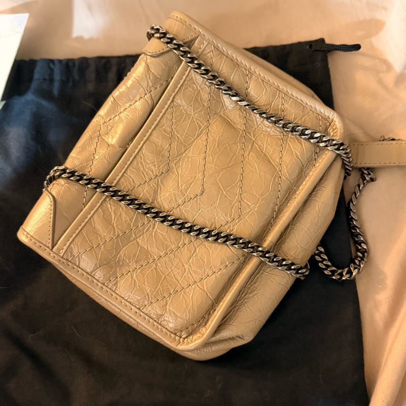 YSL Niki mini 聖羅蘭 奶茶色斜背包-7