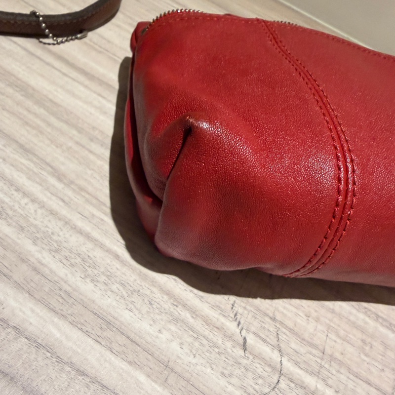 Longchamp Le Pliage Cuir 小羊皮斜背小方包 / 摺疊包系列 (紅色)肩背包 斜背包-5