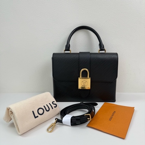 路易威登/Louis Vuitton 黑色水波紋手提包 斜挎包 金色五金 附件：塵袋，肩帶，說明書