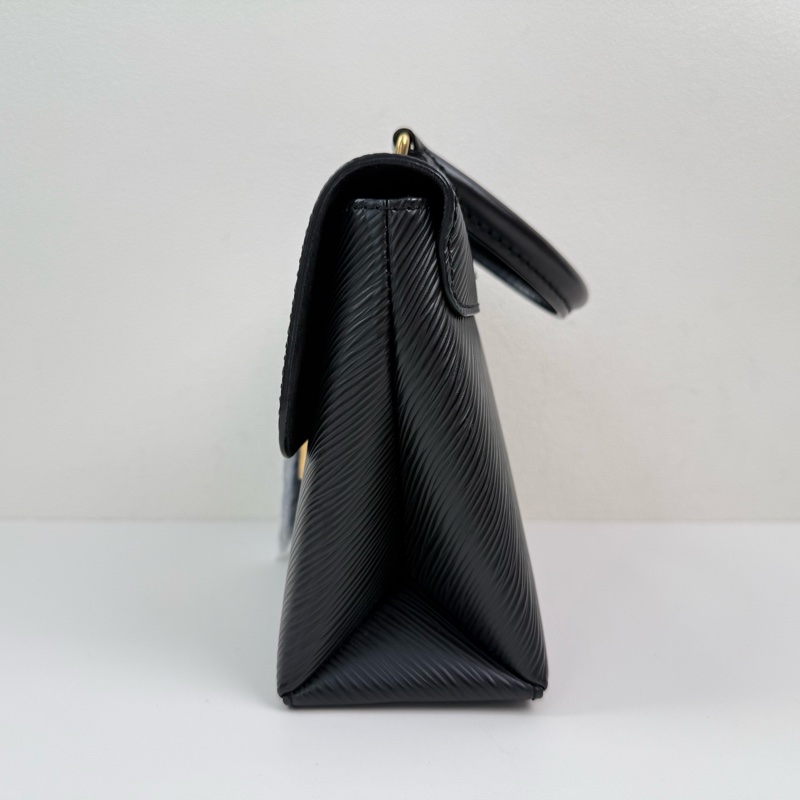 路易威登/Louis Vuitton 黑色水波紋手提包 斜挎包 金色五金 附件：塵袋，肩帶，說明書-4