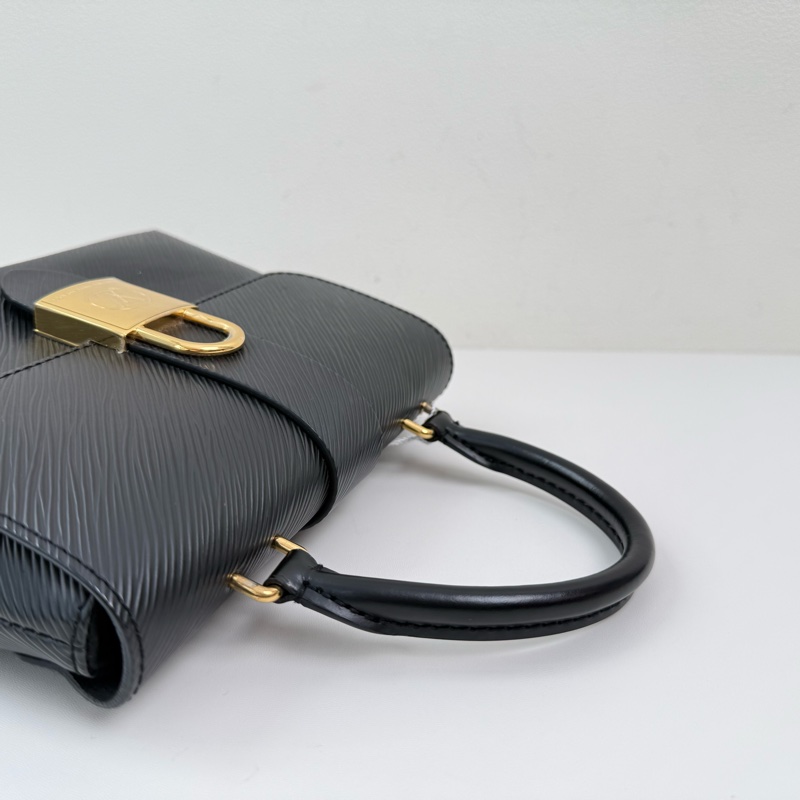 路易威登/Louis Vuitton 黑色水波紋手提包 斜挎包 金色五金 附件：塵袋，肩帶，說明書-6