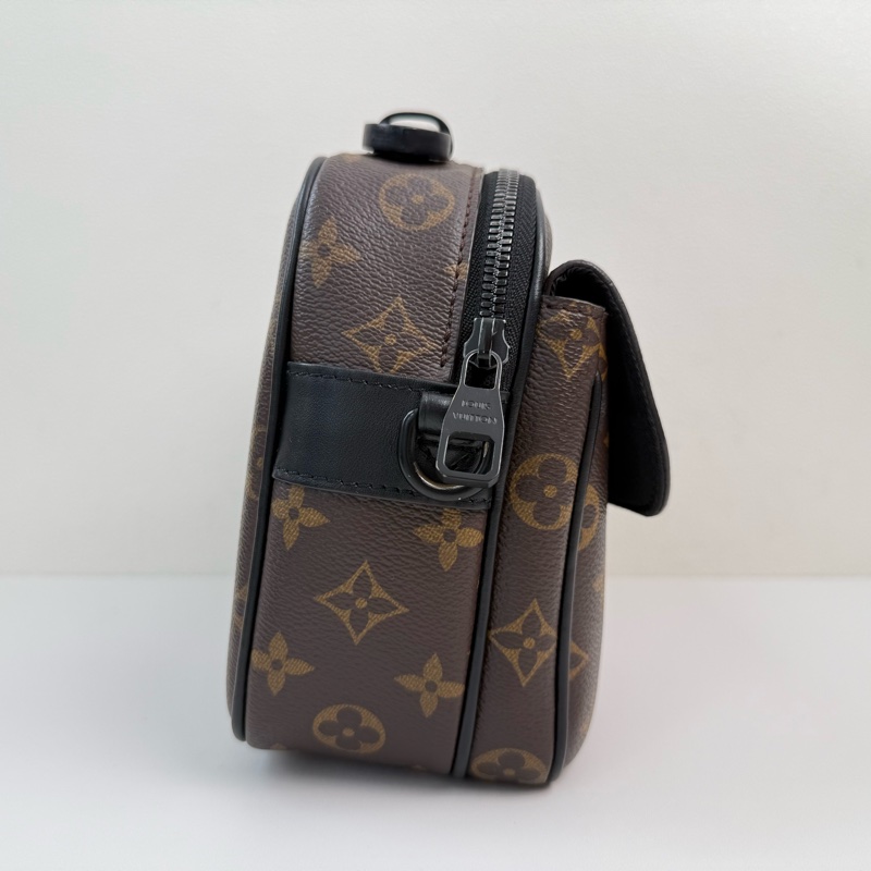 路易威登/Louis Vuitton S Lock Monogram Macassar 塗層棕色老花帆布 斜挎包手提包 黑色五金 附件：肩带-2