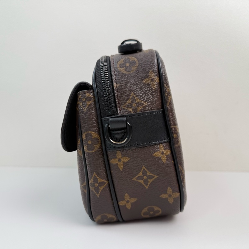 路易威登/Louis Vuitton S Lock Monogram Macassar 塗層棕色老花帆布 斜挎包手提包 黑色五金 附件：肩带-3