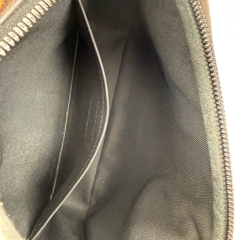 路易威登/Louis Vuitton S Lock Monogram Macassar 塗層棕色老花帆布 斜挎包手提包 黑色五金 附件：肩带-7