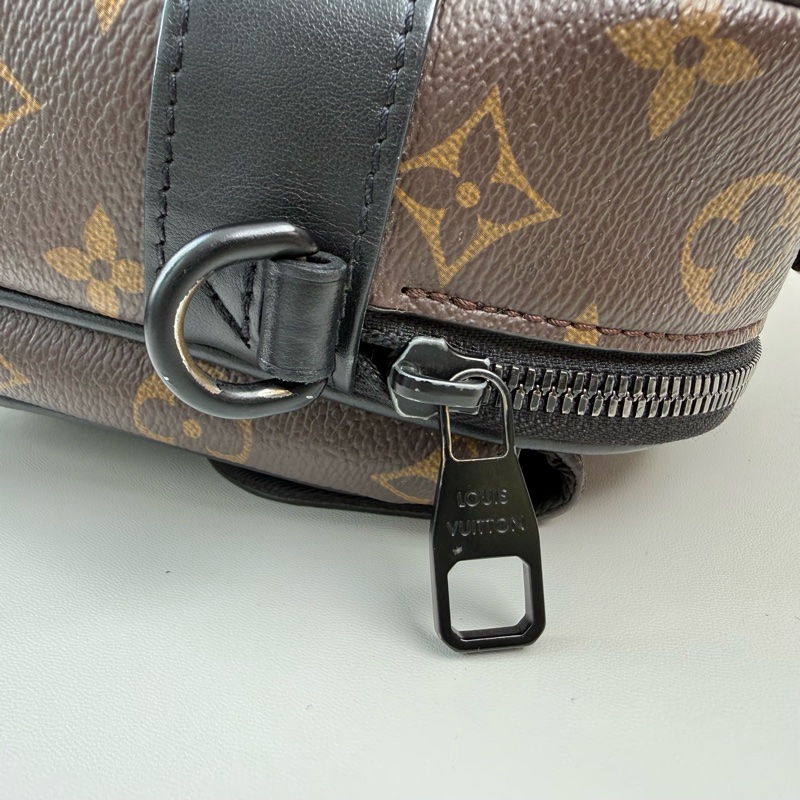 路易威登/Louis Vuitton S Lock Monogram Macassar 塗層棕色老花帆布 斜挎包手提包 黑色五金 附件：肩带-10