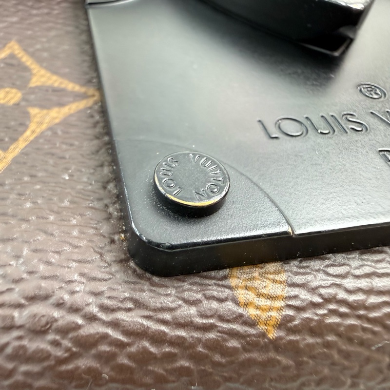 路易威登/Louis Vuitton S Lock Monogram Macassar 塗層棕色老花帆布 斜挎包手提包 黑色五金 附件：肩带-11