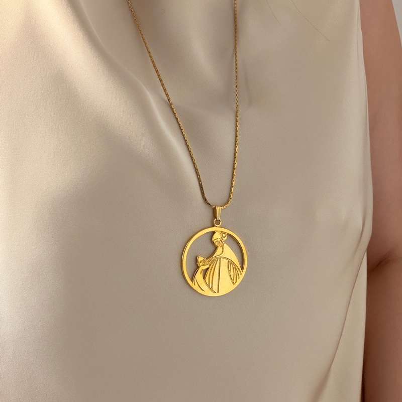 Lanvin Arpège 浮雕長項鏈 毛衣鏈 70cm 鍍金 經典母女標誌-2