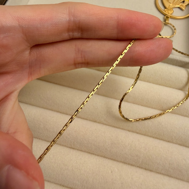 Lanvin Arpège 浮雕長項鏈 毛衣鏈 70cm 鍍金 經典母女標誌-14