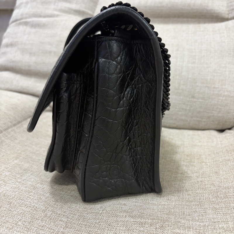 Saint Laurent Baby Niki 黑鱷魚壓紋 黑鏈條 有D扣-1