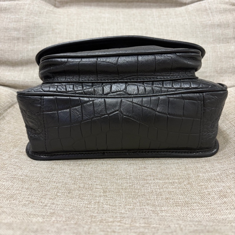 Saint Laurent Baby Niki 黑鱷魚壓紋 黑鏈條 有D扣-3