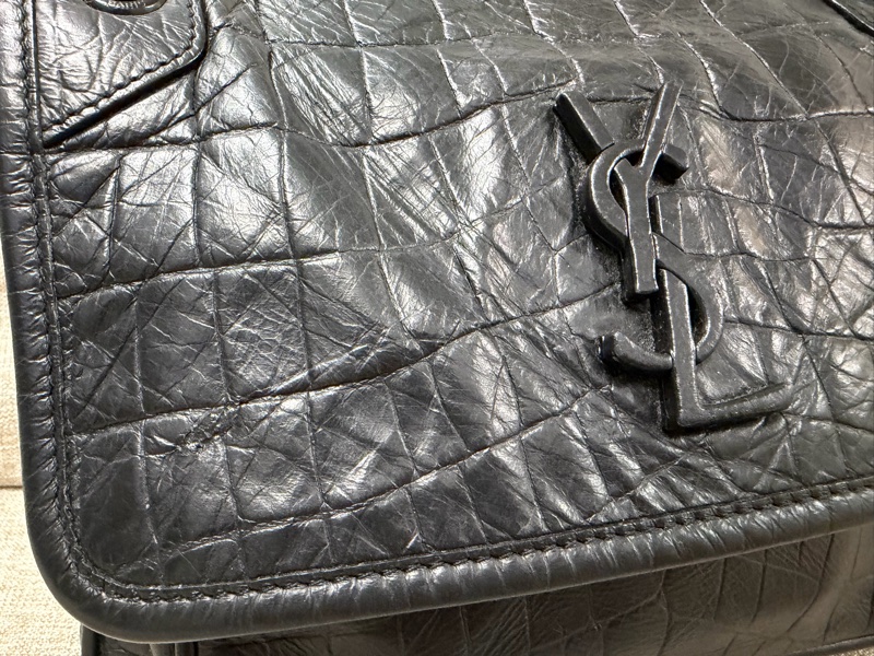 Saint Laurent Baby Niki 黑鱷魚壓紋 黑鏈條 有D扣-4