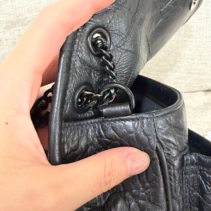 Saint Laurent Baby Niki 黑鱷魚壓紋 黑鏈條 有D扣-5
