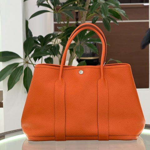 愛馬仕 Hermes 花園包 GP36 Garden Party  愛馬仕橙 銀扣 T刻 tc皮