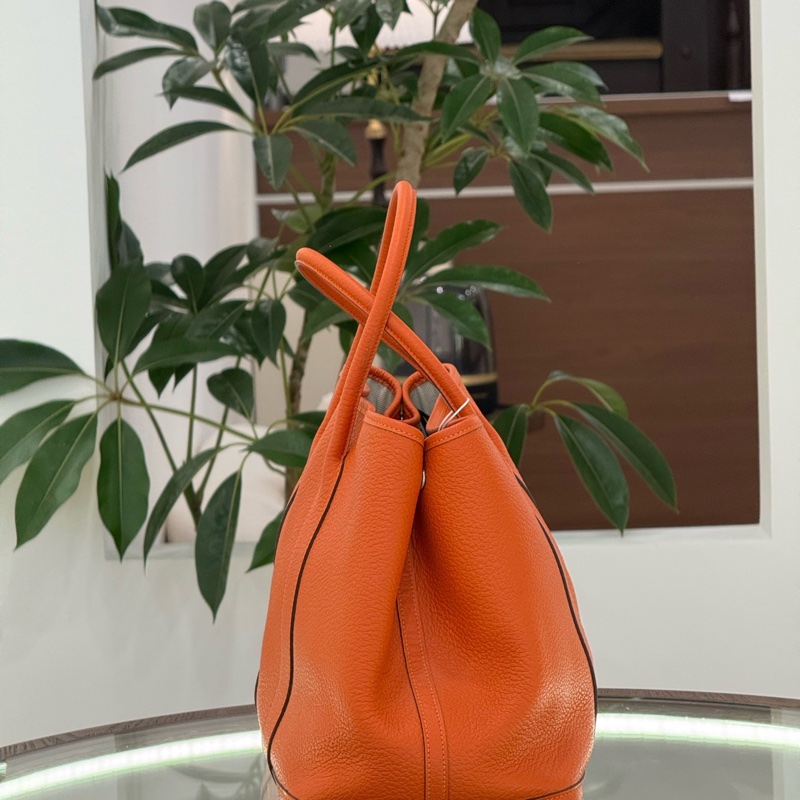 愛馬仕 Hermes 花園包 GP36 Garden Party  愛馬仕橙 銀扣 T刻 tc皮-2