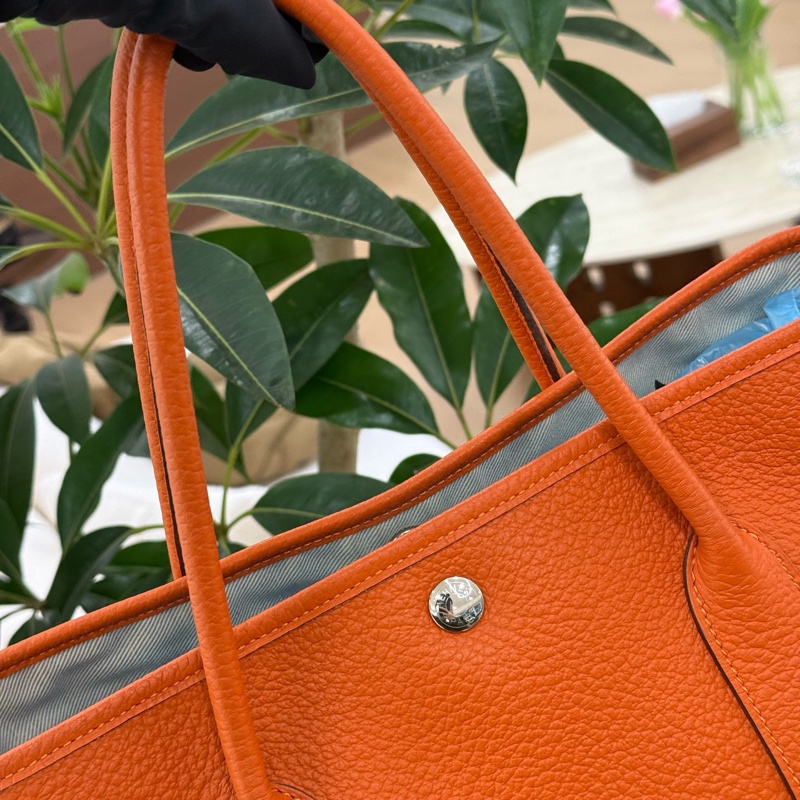 愛馬仕 Hermes 花園包 GP36 Garden Party  愛馬仕橙 銀扣 T刻 tc皮-12