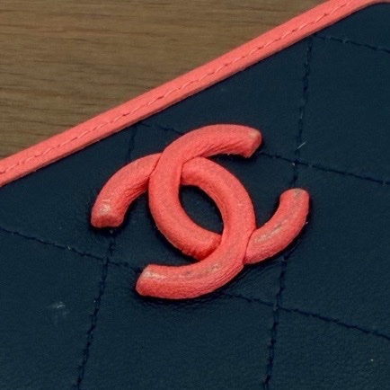 Chanel 香奈兒 拼色零錢包 黑配螢光粉色  無配件-7
