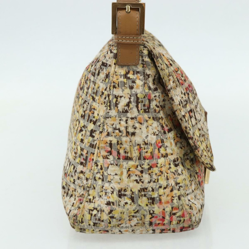 【日本直送】FENDI Zucchino帆布Mamma Baguette肩背包 米色 金色 正品 159330SAV-2