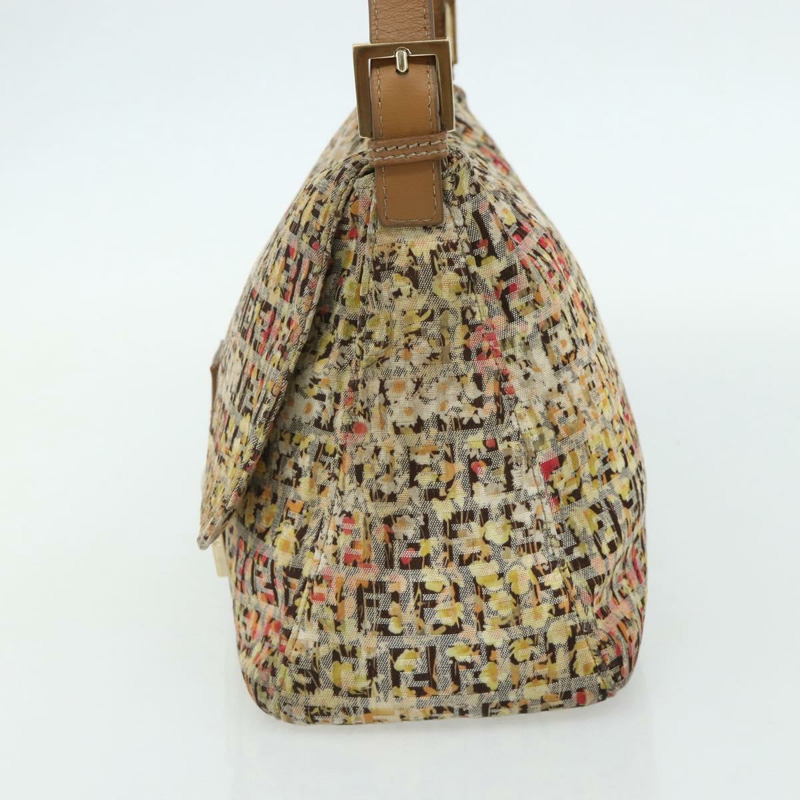 【日本直送】FENDI Zucchino帆布Mamma Baguette肩背包 米色 金色 正品 159330SAV-3