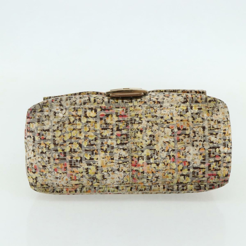 【日本直送】FENDI Zucchino帆布Mamma Baguette肩背包 米色 金色 正品 159330SAV-4