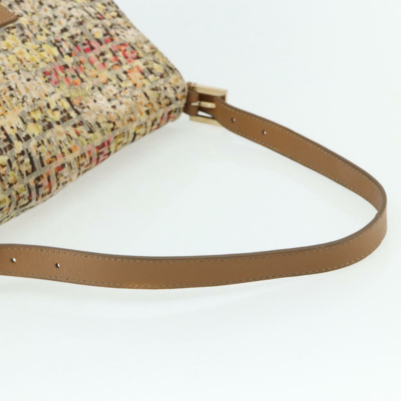 【日本直送】FENDI Zucchino帆布Mamma Baguette肩背包 米色 金色 正品 159330SAV-6