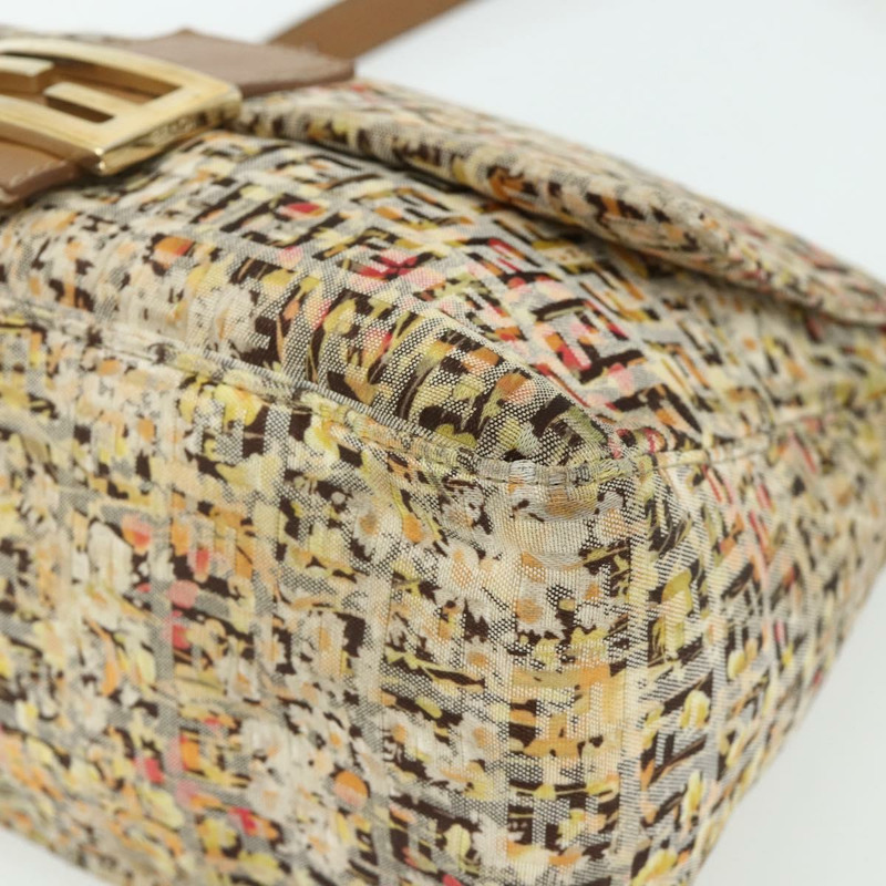 【日本直送】FENDI Zucchino帆布Mamma Baguette肩背包 米色 金色 正品 159330SAV-8
