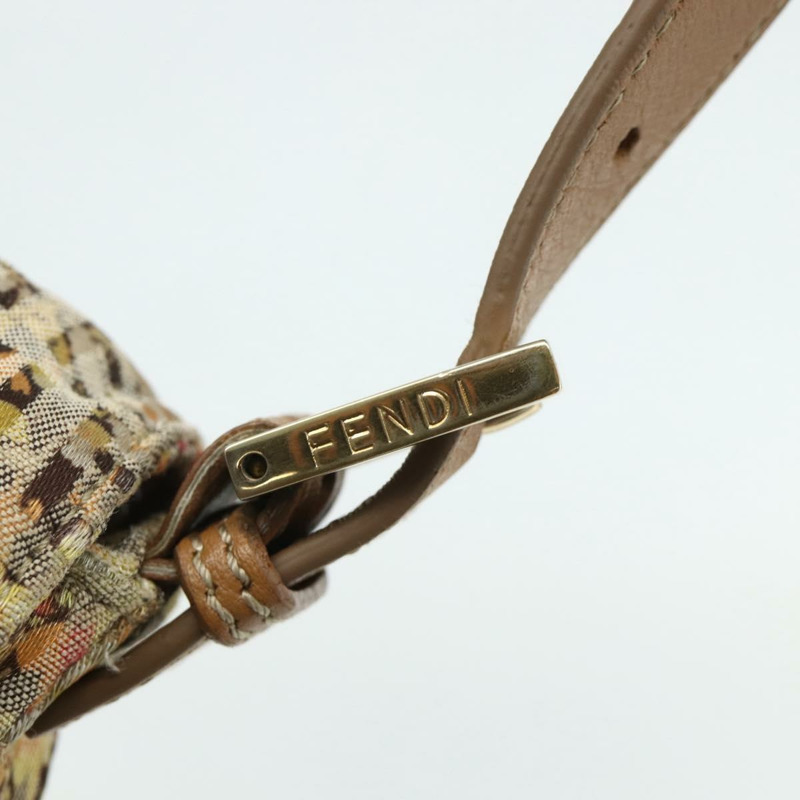 【日本直送】FENDI Zucchino帆布Mamma Baguette肩背包 米色 金色 正品 159330SAV-9