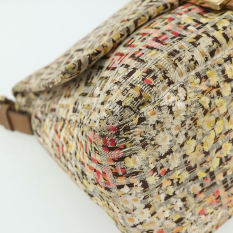 【日本直送】FENDI Zucchino帆布Mamma Baguette肩背包 米色 金色 正品 159330SAV-13