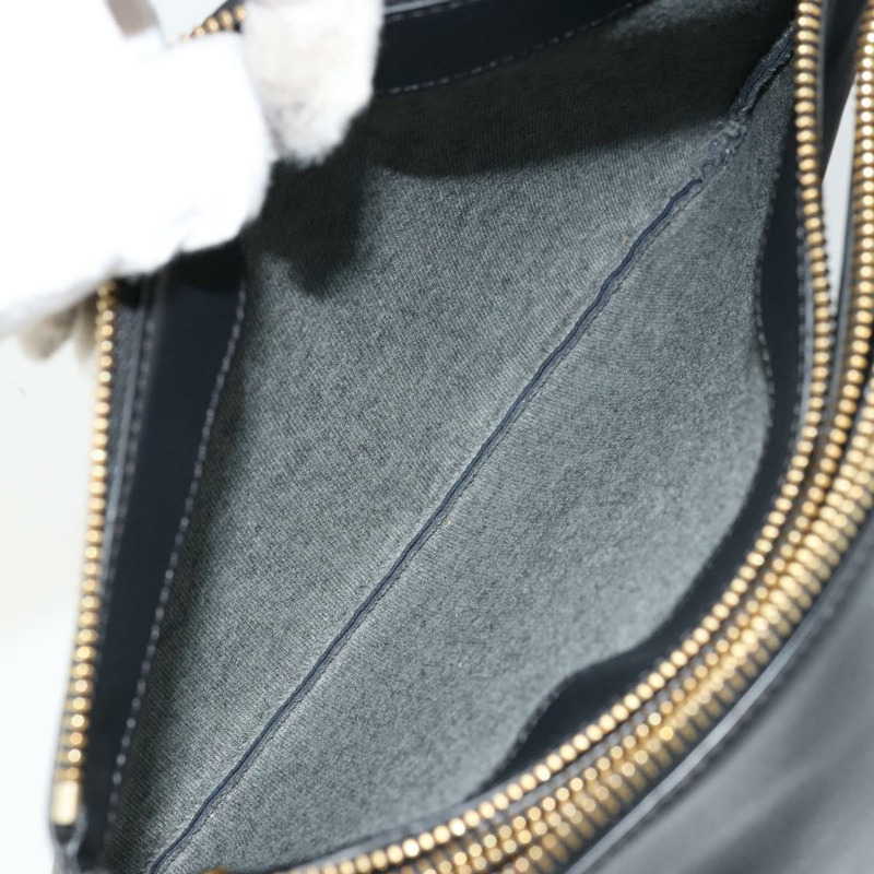 【日本直送】CELINE Trio 肩背包，黑色皮革，金色，正品，貨號 176915A-9