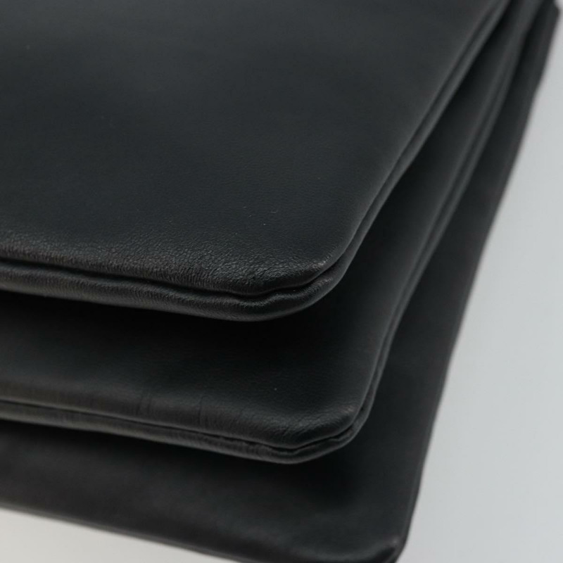 【日本直送】CELINE Trio 肩背包，黑色皮革，金色，正品，貨號 176915A-16