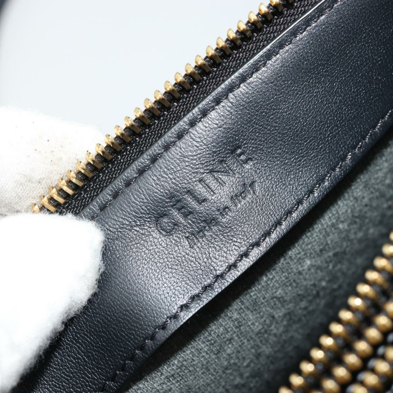 【日本直送】CELINE Trio 肩背包，黑色皮革，金色，正品，貨號 176915A-18