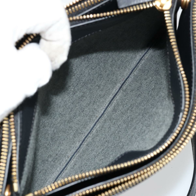 【日本直送】CELINE Trio 肩背包，黑色皮革，金色，正品，貨號 176915A-21