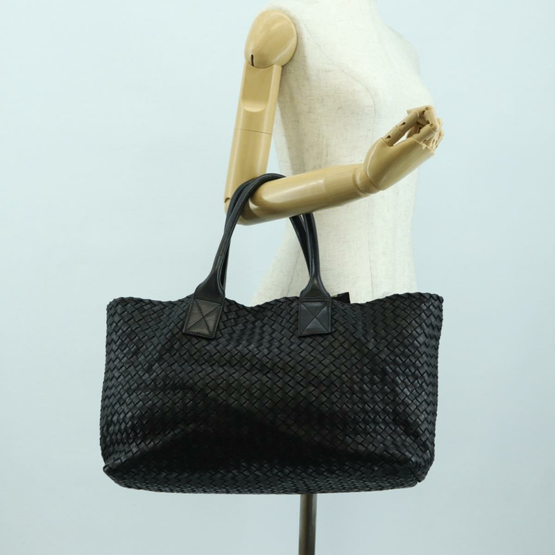 【日本直送】BOTTEGA VENETA INTRECCIATO Cabas MM 手提包，黑色皮革，貨號 115664，正品編號 176974SAV-21
