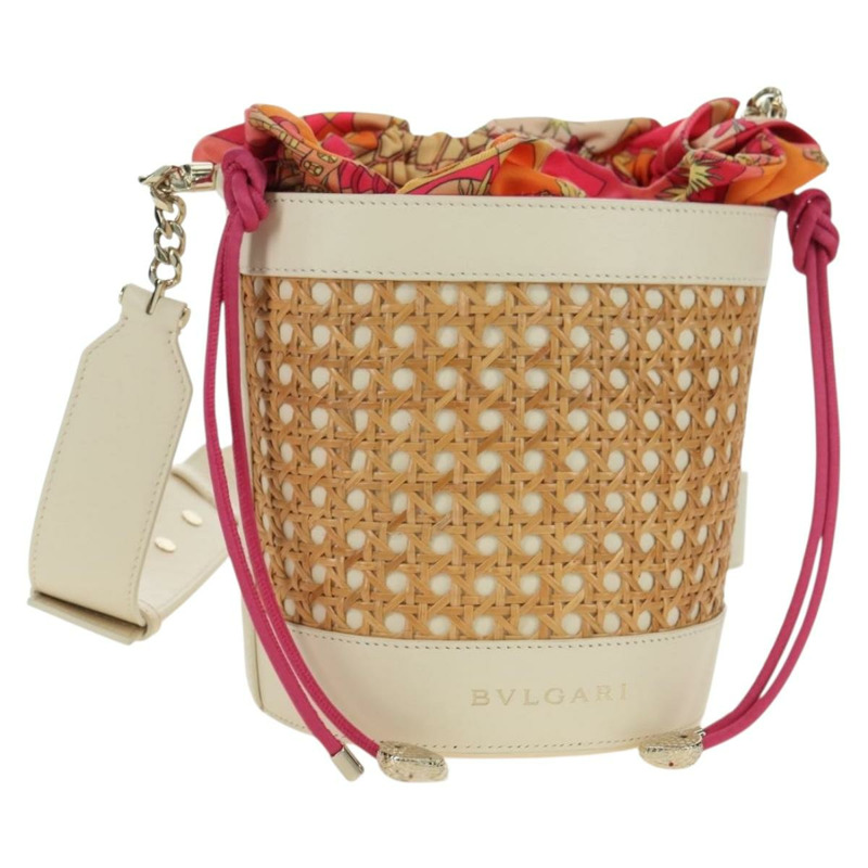 【日本直送】寶格麗 Serpenti Forever 肩背包 拉菲草 米色 正品 177156SAM-0