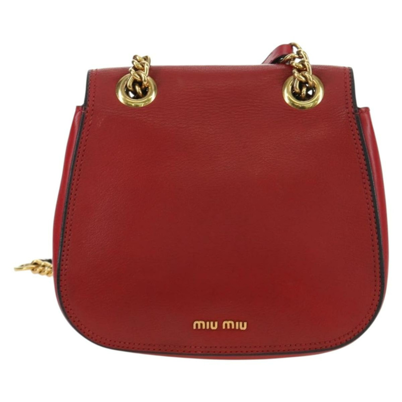 【日本直送】Miu Miu 鏈條大麗花單肩包 皮革 紅色 金色 正品 177448A-1